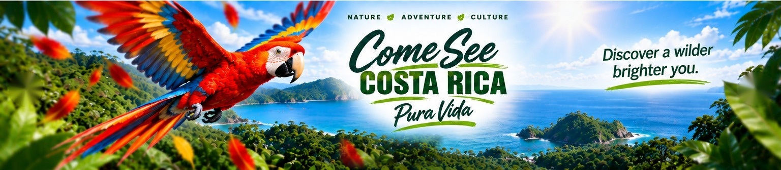 Come See Costa Rica — Scarlet macaw over Costa Rica